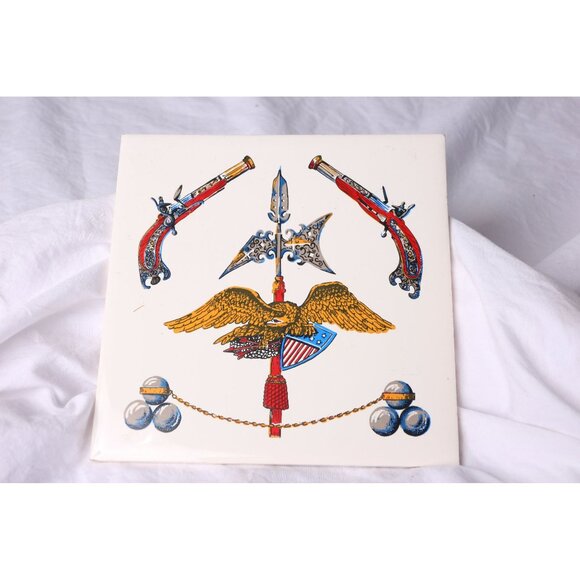 Vintage 1970'sAmericana Handmade Tile 6" x 6" Hand Decorated By Designed TILES - Picture 2 of 3